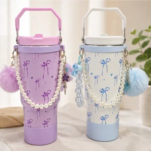 Fancy Tumbler Bow Print with Handle
