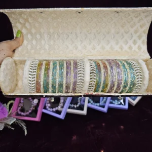 Pastel Multicolour Bridal Bangle Set with Silver-Tone Kangan | Designer Festive Chooda